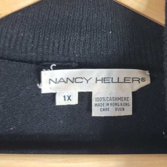 Nancy Heller Sweater Black 1X 100% Cashmere Long Sleeve High Neck Vintage READ - Picture 5 of 7